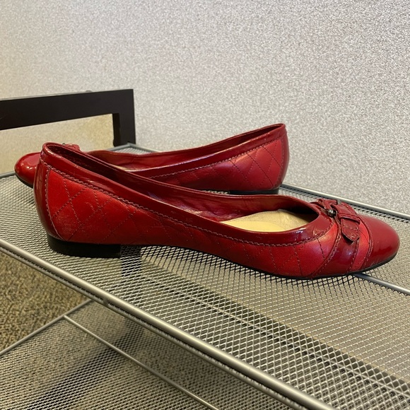 Red Leather Quilted Flats - Picture 2 of 5